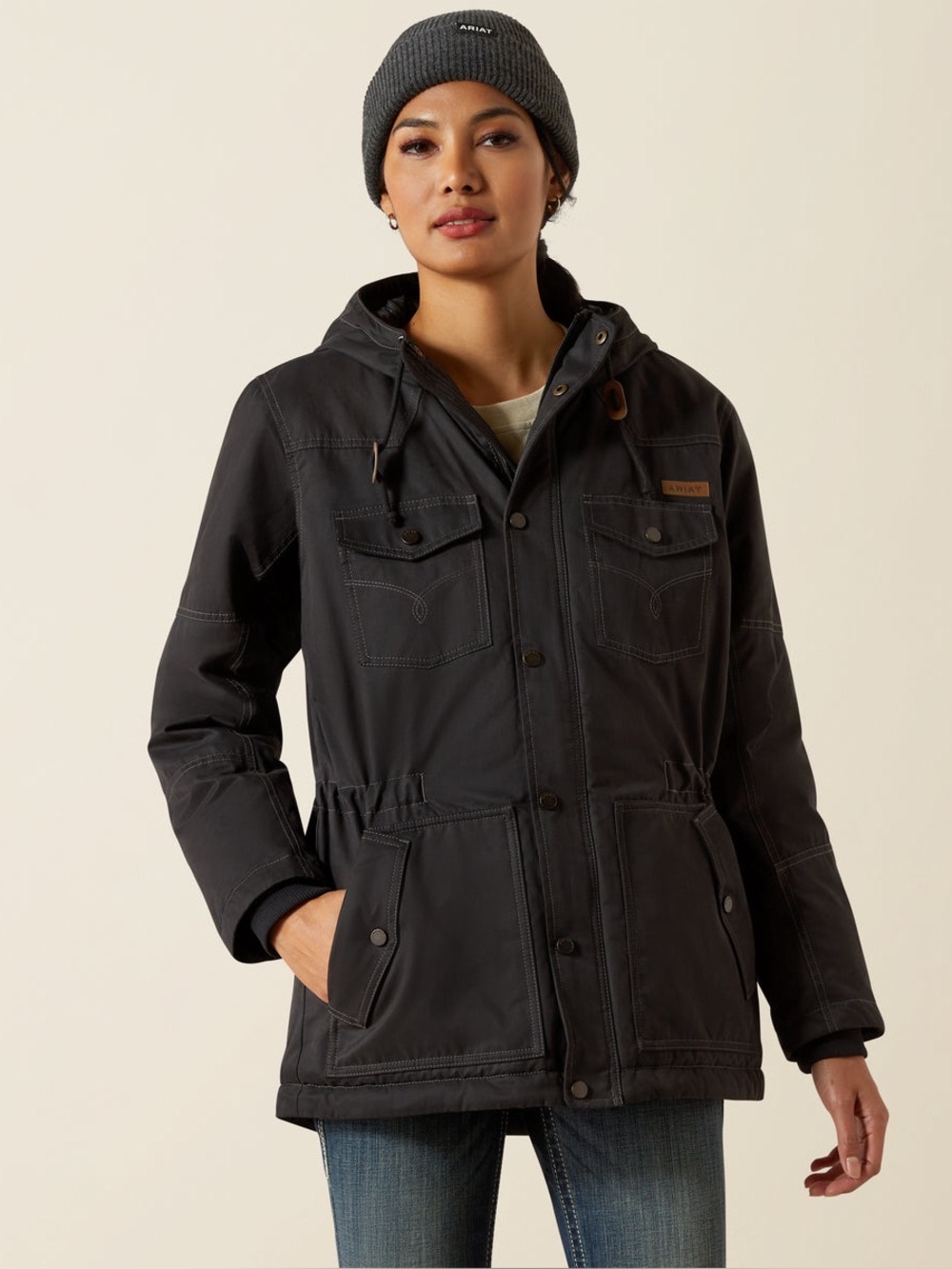 NWT Ariat Charcoal Black Gray Grizzly 2.0 Parka Coat Size Medium